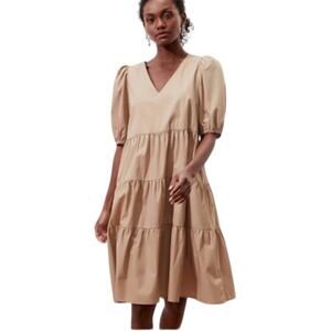 Banana Republic Puff Sleeve Cotton Tiered Midi Dress